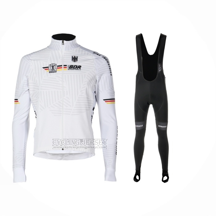 2023 Cycling Jersey Germany White Long Sleeve and Bib Short